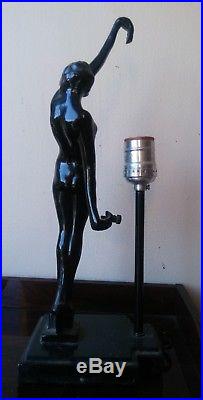 Vintage Rare SARSAPARILLA FRANKART Deco Metal Nude Nymph Female Figural Lamp