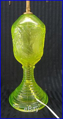 Vintage Rare Vaseline Uranium Glass Electric Table Lamp 24