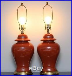 Vintage Red Porcelain Ginger Jar Lamps