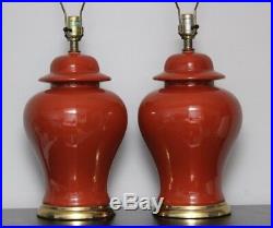 Vintage Red Porcelain Ginger Jar Lamps
