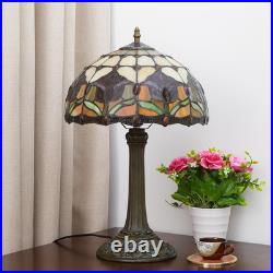 Vintage Red Tulip Tiffany Style Stained Glass Table Lamp Bedroom Bedside Light