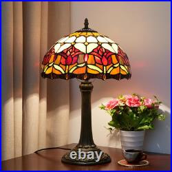 Vintage Red Tulip Tiffany Style Stained Glass Table Lamp Bedroom Bedside Light Vintage Red Tulip Tiffany Style Stained Glass Table Lamp Bedroom Bedside Light