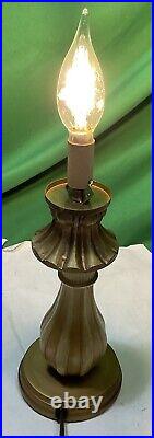 Vintage Resin Table Lamp with Cut Glass Shade 15 Tall