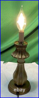 Vintage Resin Table Lamp with Cut Glass Shade 15 Tall