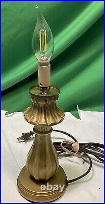 Vintage Resin Table Lamp with Cut Glass Shade 15 Tall