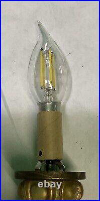 Vintage Resin Table Lamp with Cut Glass Shade 15 Tall