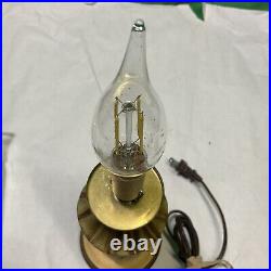 Vintage Resin Table Lamp with Cut Glass Shade 15 Tall