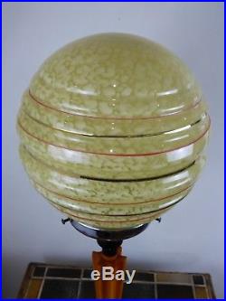 Vintage Retro Art Deco Lamp Glass Globe Shade Chrome Amber Phenolic PAT Tested