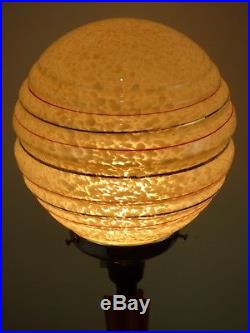 Vintage Retro Art Deco Lamp Glass Globe Shade Chrome Amber Phenolic PAT Tested