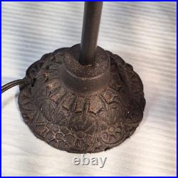 Vintage Retro Multicolor Beaded Table Lamp Antique Bronze Round Shade