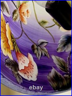 Vintage Retro Reverse Paint Purple Floral Mushroom Shade Bronze Table Lamp 15 Vintage Retro Reverse Paint Purple Floral Mushroom Shade Bronze Table Lamp 15