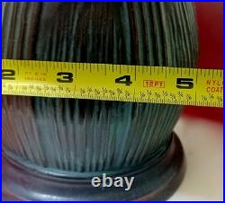 Vintage Retro Reverse Paint Purple Floral Mushroom Shade Bronze Table Lamp 15