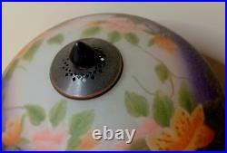 Vintage Retro Reverse Paint Purple Floral Mushroom Shade Bronze Table Lamp 15