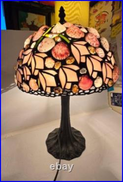 Vintage Richard Hoosin SIGNED Leaded Limpet SeaShell Art Nouveau Table Lamp 12