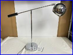 Vintage Robert Sonneman Style Atomic Chrome Cantilever Eyeball Orb Table Lamp