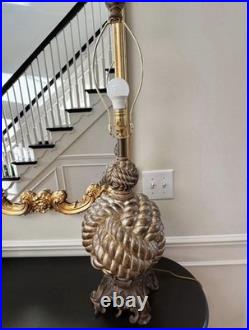 Vintage Rope Knot Table Lamp 35 Tall Bronze Gold Statement Lamp