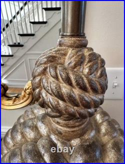 Vintage Rope Knot Table Lamp 35 Tall Bronze Gold Statement Lamp