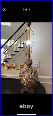 Vintage Rope Knot Table Lamp 35 Tall Bronze Gold Statement Lamp