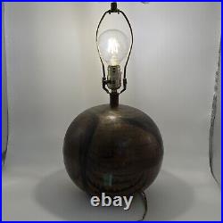 Vintage Round Hammered Copper Drum Table Lamp MCM Mid Century