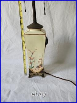 Vintage Royal Worcester Porcelain Hand Painted Japonisme Table Lamp 22 Tall