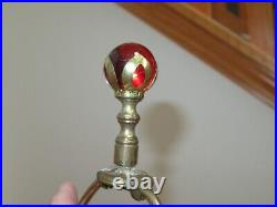 Vintage Ruby Red Bohemian Cut to Clear Crystal Table Lamp with Brass Base (N128)