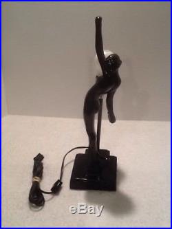 Vintage SARSAPARILLA FRANKART Art Deco Metal Nude Nymph Female Figural Lamp 132