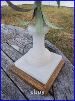 Vintage SIGNED Italy TOLE Table LAMP FLOWERS Botanical Alabaster Garden Rococo Vintage SIGNED Italy TOLE Table LAMP FLOWERS Botanical Alabaster Garden Rococo