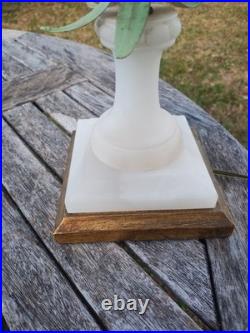 Vintage SIGNED Italy TOLE Table LAMP FLOWERS Botanical Alabaster Garden Rococo Vintage SIGNED Italy TOLE Table LAMP FLOWERS Botanical Alabaster Garden Rococo