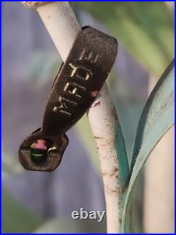 Vintage SIGNED Italy TOLE Table LAMP FLOWERS Botanical Alabaster Garden Rococo