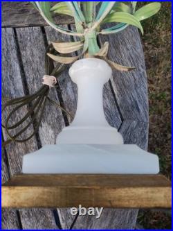 Vintage SIGNED Italy TOLE Table LAMP FLOWERS Botanical Alabaster Garden Rococo Vintage SIGNED Italy TOLE Table LAMP FLOWERS Botanical Alabaster Garden Rococo