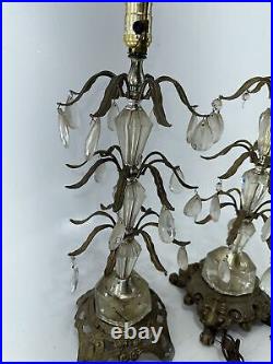 Vintage Shabby Gothic table lamp Ornate Glass Crystals MCM