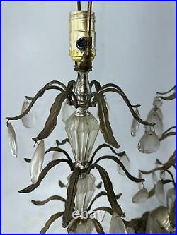 Vintage Shabby Gothic table lamp Ornate Glass Crystals MCM