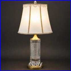 Vintage Signed Dresden Crystal Table Lamp Brass Cut Crystal Working 27 Shade