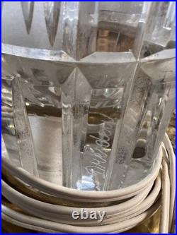 Vintage Signed Dresden Crystal Table Lamp Brass Cut Crystal Working 27 Shade