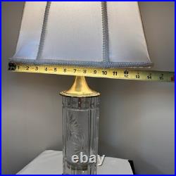 Vintage Signed Dresden Crystal Table Lamp Brass Cut Crystal Working 27 Shade