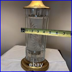 Vintage Signed Dresden Crystal Table Lamp Brass Cut Crystal Working 27 Shade