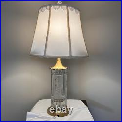 Vintage Signed Dresden Crystal Table Lamp Brass Cut Crystal Working 27 Shade