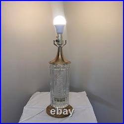 Vintage Signed Dresden Crystal Table Lamp Brass Cut Crystal Working 27 Shade