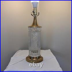 Vintage Signed Dresden Crystal Table Lamp Brass Cut Crystal Working 27 Shade