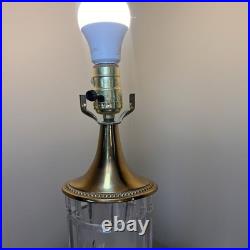 Vintage Signed Dresden Crystal Table Lamp Brass Cut Crystal Working 27 Shade