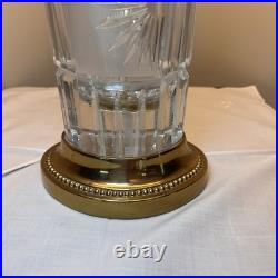 Vintage Signed Dresden Crystal Table Lamp Brass Cut Crystal Working 27 Shade