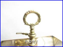 Vintage Solid Brass Bouillotte Table Lamp Double Candlestick 19 Brass Shade