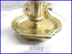 Vintage Solid Brass Bouillotte Table Lamp Double Candlestick 19 Brass Shade
