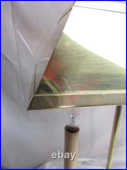 Vintage Solid Brass Bouillotte Table Lamp Double Candlestick 19 Brass Shade