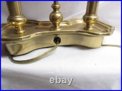 Vintage Solid Brass Bouillotte Table Lamp Double Candlestick 19 Brass Shade