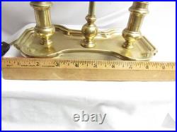 Vintage Solid Brass Bouillotte Table Lamp Double Candlestick 19 Brass Shade