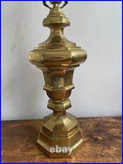 Vintage Solid Brass Mid Century Modern Hollywood Regency Gold Tall Table Lamp