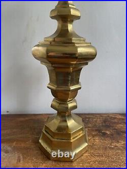 Vintage Solid Brass Mid Century Modern Hollywood Regency Gold Tall Table Lamp