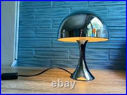 Vintage Space Age Chrome Lamp Table Atomic Design Mushroom Metal Mid Century