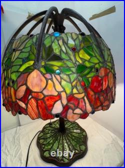 Vintage Stained Glass Table Lamp with Floral Design